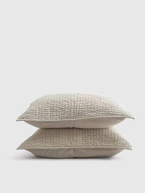 NWOT QUINCE European Linen Cotton Stitch Sham Set King Natural 7958